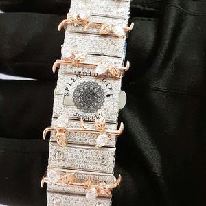 Reloj de Diamantes de Lujo Splendid Gift Jewelry, 28 mm, Moissanita/Brazalete de Plata, Cuarzo Analógico, Movimiento ETA, Esfera con Números Romanos, Zafiro - Product Image 5