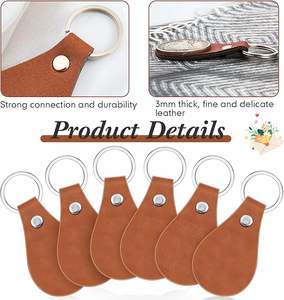 Kit de porte-clés en cuir DIY, porte-clés vierges en PU avec rivets, anneau porte-clés pour gravure laser, accessoires de clés personnalisés - Product Image 5