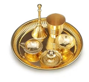 Solid Craft Brass Pooja Thali Classic Design Elegant Style <b>Mandir</b> Ritual Plate Home Decor - Product Image 4