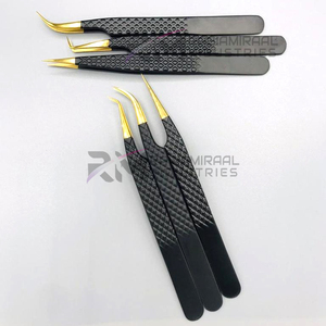 Pince à épiler pour extensions de cils en acier inoxydable de haute qualité RMI, 45/90 degrés, logo personnalisé, emballage d'usine, pince à épiler à pointe en fibre pour cils - Product Image 5