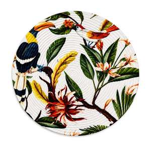 Wholesale Polyester Round Placemat 36cm <b>Tropical</b> Bird Floral Print Dining Table Mat Home <b>Decor</b> - Product Image 5