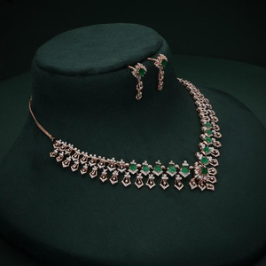 Juego de Joyas de Lujo en Oro Rosa con Diamantes y Esmeraldas, Certificado GIA, Diamantes Naturales de Corte Brillante Redondo para Mujer, para Boda - Product Image 5