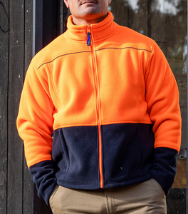 Blouson de travail haute visibilité pour homme, personnalisé, en polaire 100 % polyester, imprimé color block, avec fermeture éclair intégrale et empiècements aux manches, idéal pour l'extérieur - Product Image 4