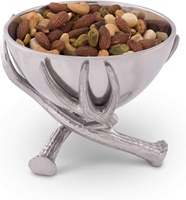 Support de service décoratif à un niveau en aluminium plaqué argent avec tête de cerf pour table à manger, décoration de maison et d'hôtel, vente en gros