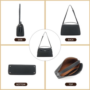 Bolso de Mano de Cuero Genuino Negro con Logotipo Personalizado, Estilo Vintage, Bolso de Hombro para Dama con Forro de Cuero - Product Image 3