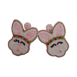 Boucles d'oreilles en perles de rocaille multicolores plaquées or faites à la main 14K design bonhomme de neige perlé pour les occasions d'anniversaire - Product Image 3