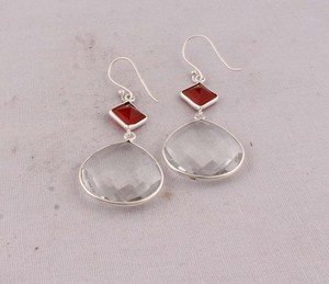 Natural Crystal <b>Red</b> Onyx <b>Earrings</b> 925 Sterling Silver Minimalist Rectangle Drop <b>Earrings</b> Handmade Jewelry Wholesale - Product Image 2