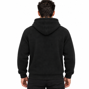Sudadera con capucha de punto gofrado para hombre, térmica, de manga larga, informal, deportiva, de invierno, estilo urbano, personalizada, al por mayor - Product Image 5