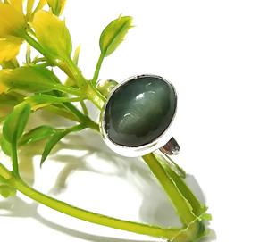 Natural <b>Cat's</b> Eye <b>Ring</b>, 925 Sterling Silver <b>Ring</b>, Green <b>Cat</b> Eye Gemstone <b>Ring</b>, Handmade Statement <b>Ring</b>, Gift for Women - Product Image 5