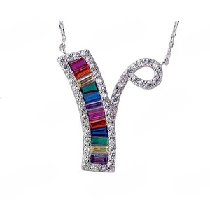 Initiales personnalisées en argent sterling 925 VVS Moissanite Pendentif Hip Hop de haute qualité pour hommes et femmes pour les fêtes - Product Image 1