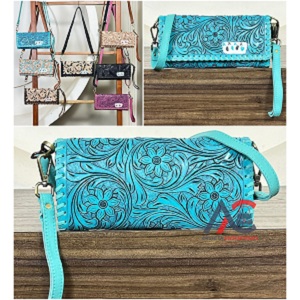 Nouvelle Arrivée 2026 – Portefeuille Pochette Croisé en Cuir Véritable Façonné à la Main avec Motifs Floraux, Porte-Cartes et Porte-Monnaie Trifold pour Femme - Product Image 1