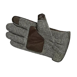 Men's <b>Equestrian</b> Riding Gloves Grey Textile With Leather Palm Grip Solid Color Regular Fit - Product Image 6