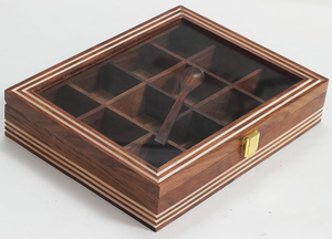 Boîte à épices carrée en bois artisanale très demandée, tendance, décoration d'intérieur, Masalas, passe au lave-vaisselle - Product Image 6