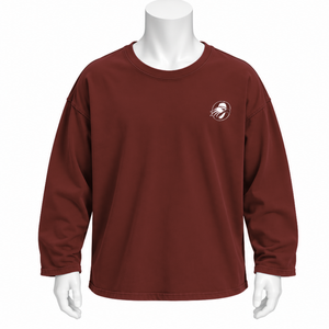 T-shirt à manches longues marron chocolat inversé coupe droite 100 % coton épaules tombantes délavé décontracté homme streetwear séchage rapide - Product Image 1