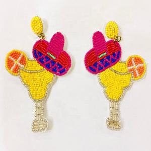 Personalizado hecho a mano con cuentas adornado a mano de moda cóctel colorido semilla de arroz con cuentas duraderas pendientes sin níquel-venta al por mayor - Product Image 2