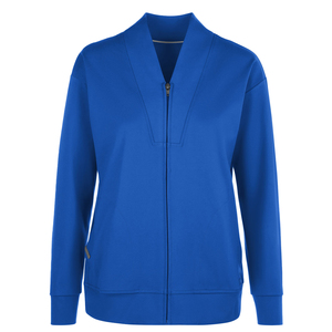 Blouse médicale OEM B2B en gros pour femmes, avec fermeture éclair intégrale, col en V en maille extensible, logo personnalisé et ceinture côtelée - Product Image 5