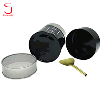 Boîte en métal cylindrique pour poudre de matcha avec tamis, passoire à mailles fines, boîte à thé en métal de qualité alimentaire avec cuillère, vente en gros
