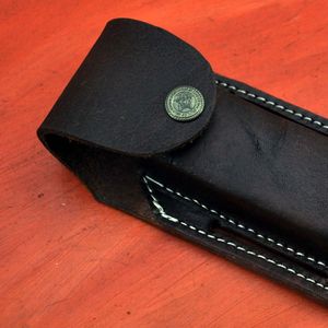 Navaja de bolsillo de acero de Damasco con hoja de punta caída y mango de marfil, apertura con perilla, para uso en camping y actividades al aire libre - Product Image 6