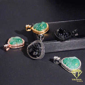 จี้พระพุทธรูปสีดำประดับเพชรโมอิสซาไนต์ เงินแท้ 925 เครื่องประดับหรูหราสไตล์ฮิปฮอป - Product Image 2