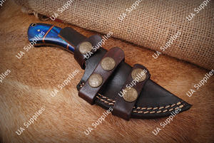 Cuchillo Profesional Multifuncional de Acero de Damasco con Patrón Trenzado, Hoja Fija de Espiga Completa para Caza, Supervivencia y Camping - Product Image 6