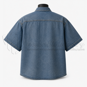 Camisa de Algodón para Hombre, Estilo Casual, Manga Corta, Tela Denim Sólida, Transpirable, Ecológica, ODM, Otoño - Product Image 2