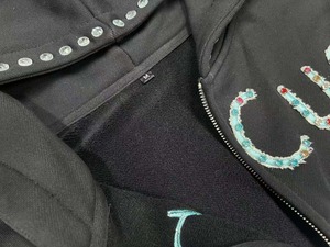 Black Rhinestone Zip Hoodie Crystal Graphic Oversized Winter Front Solid Streetwear Premium Cotton Fleece Custom Fashion Hoodie - Product Image 5