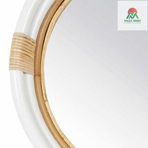 กระจกทรงกลมทำจากหวายสีขาว.. กระจกติดผนังสำหรับห้องนั่งเล่น ห้องนอน หรือทางเดิน กระจกมองเต็มตัว - Product Image 2