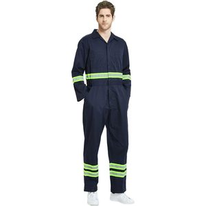 2025 haute visibilité hommes travail combinaison coton respirant avec garniture réfléchissante fonction imperméable Logo personnalisable LED Flash - Product Image 2