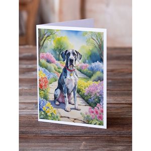 Great Dane Spring Path Whimsical A7 Tarjetas de felicitación Paquete de 8 tarjetas de notas en blanco con sobres Tamaño 5x7 - Product Image 2