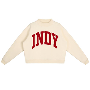 Sudadera Moderna Personalizable con Cuello Alto y Parches de Chenilla Gris Jaspeado, 350GSM, Felpa Gruesa, Estilo Universitario - Product Image 6
