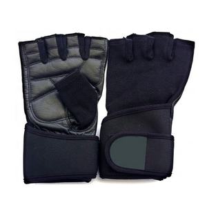 Guantes de levantamiento de pesas con agarre de cuero negro para hombre, guantes lisos de protección para gimnasio - Product Image 4