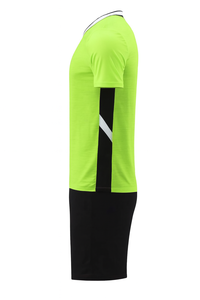 Camiseta de Fútbol para Hombre, Cuello en V, Color Verde Lima, Manga Corta, Poliéster que Absorbe la Humedad, Ropa Deportiva para Todas las Temporadas, Diseño Sólido - Product Image 4