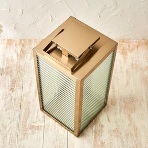 Modern Decorative Metal <b>Lantern</b> Set with Ribbed Glass Panels <b>Gold</b> EPL <b>Lanterns</b> for home & garden decor dinning Christmas Decor - Product Image 6