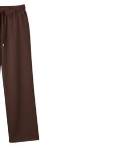 Pantalon de survêtement marron chocolat à jambes larges pour femme, taille élastique avec cordon de serrage, décontracté, coupe ample, fabrication sur mesure en gros - Product Image 2