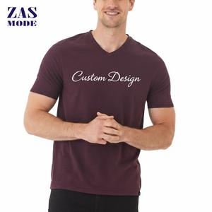 Camiseta Retro de Manga Corta con Cuello en V para Hombre, Estilo Europeo Americano, Rayas en Contraste, Color Sólido, Diseño Transfronterizo - Product Image 1