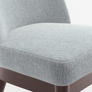 Chaise de salle à manger rembourrée moderne avec pieds en teck massif, siège en tissu de luxe pour hôtel, restaurant et fourniture directe d'usine - Product Image 5
