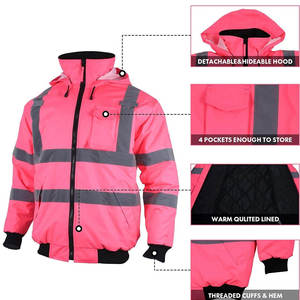 High Visibility Safety <b>Jacket</b> Reflective Workwear for Road Construction Warehouse <b>Workers</b> - Product Image 4