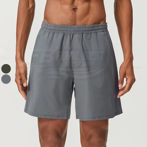 Men's Solid Gray Cotton Bermuda Shorts Drawstring Waist <b>Elastic</b> Mid Rise Casual Pockets Breathable Knitted Fabric - Product Image 2