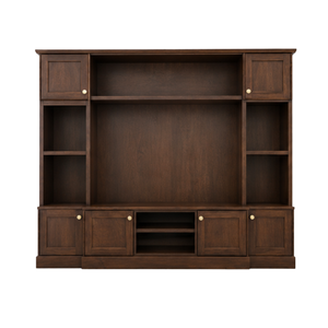 Custom Modern Classic Teak Wood <b>TV</b> Wall Unit Entertainment Cabinet for Hotel Apartment Villa - Product Image 1