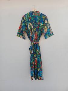 Bata Kimono con Estampado de Dibujos Animados para Mujer, de Algodón Suave y Transpirable, Camisón de Verano Hecho a Mano, ODM, Cuello en V, Cintura Elástica, Largo hasta la Rodilla - Product Image 5