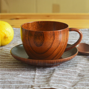 Solid Wood Tea <b>Cup</b> with Handle & <b>Saucers</b> Eco Friendly Drink <b>Cup</b> for Home Party tableware Use At Hot Selling Sale - Product Image 5