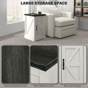 Tavolino da Salotto in Stile Rustico Bianco Anticato con Vano Portaoggetti, Stazione di Ricarica e Porte USB - Product Image 5