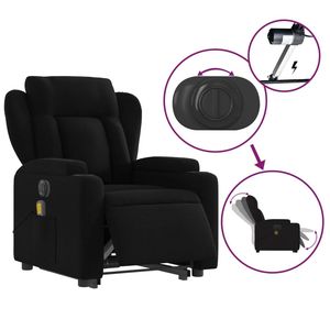 Fauteuil inclinable électrique de massage en tissu noir - Product Image 5