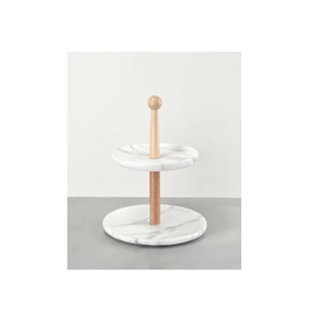 Round Wood & <b>Marble</b> <b>Cake</b> <b>Stand</b> Decoration Pattern Wood Base for Customized Size Cheap Price - Product Image 2
