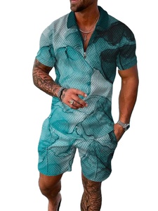 Tracksuit 2pcs Sets 3D Print Zipper Polo <b>Shirt</b> Short Sleeve <b>Shirt</b> and Shorts Casual Fashion <b>Zip</b>-Up Man 2PCS Clothing - Product Image 6