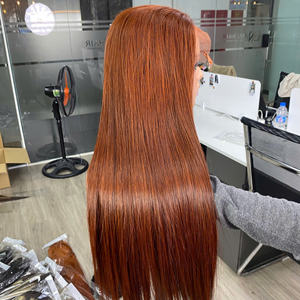 Perruque longue châtain, cheveux vietnamiens lisses, couleur orange, cheveux vierges bruts de luxe avec livraison rapide, cheveux humains Super Double - Product Image 3