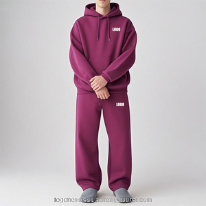 Ensemble de survêtement personnalisé OEM pour homme : sweat à capuche et pantalon de jogging amples en molleton de coton uni, style oversize - Product Image 3