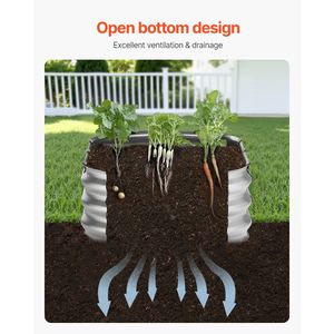 Jardinera Elevada Grande de Metal Galvanizado para Exteriores, 4 x 2 x 1 pies, con Fondo Abierto, Ovalada, para Macetas y Plantas - Product Image 6