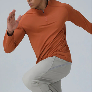 Wholesale Performance Training Apparel Outdoor <b>Running</b> Sweat Wicking Quarter Zip Pullover Polyester Terry 1/4 Zip Track <b>Jacket</b> - Product Image 1