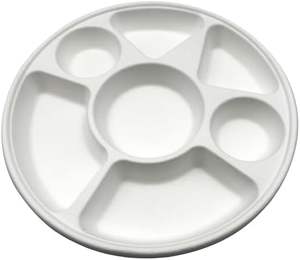 Plato de bagazo de caña de azúcar de 7 Secciones, paquete de 50 Uds., bandeja de comida compartimentada biodegradable ecológica, vajilla compostable - Product Image 4